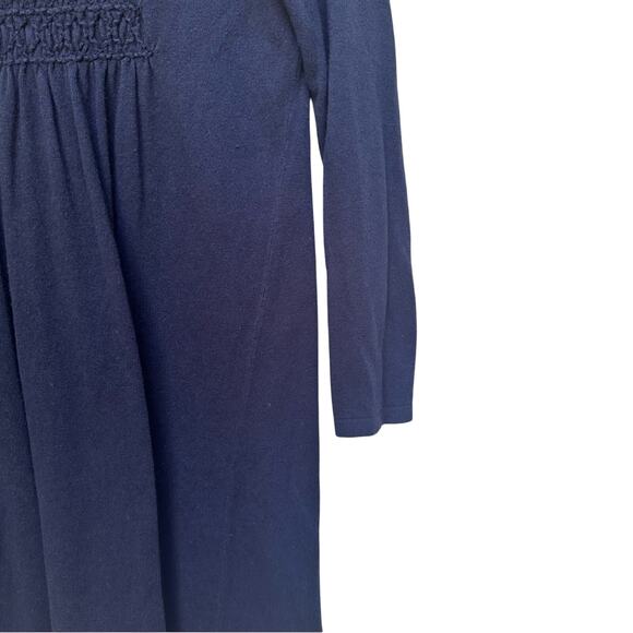 Boden Cotton/Cashmere Smocked Sweater Shift Dress Navy 10 L Large - Picture 5 of 6